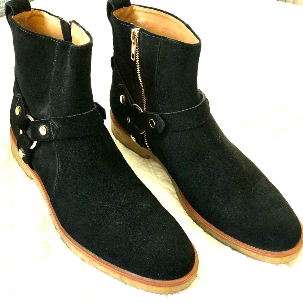 New Republic by Mark McNairy Men’s Suede Booties Harness Closures w/Gold